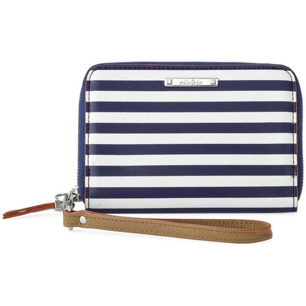 Stella & Dot Chelsea Tech Wallet Navy White Stripe Wristlet